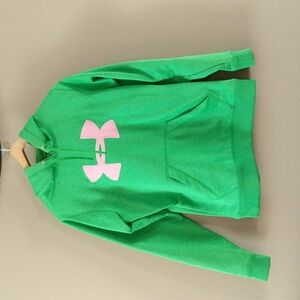 EUC Under Armour Green and Pink hooded sweatshirt